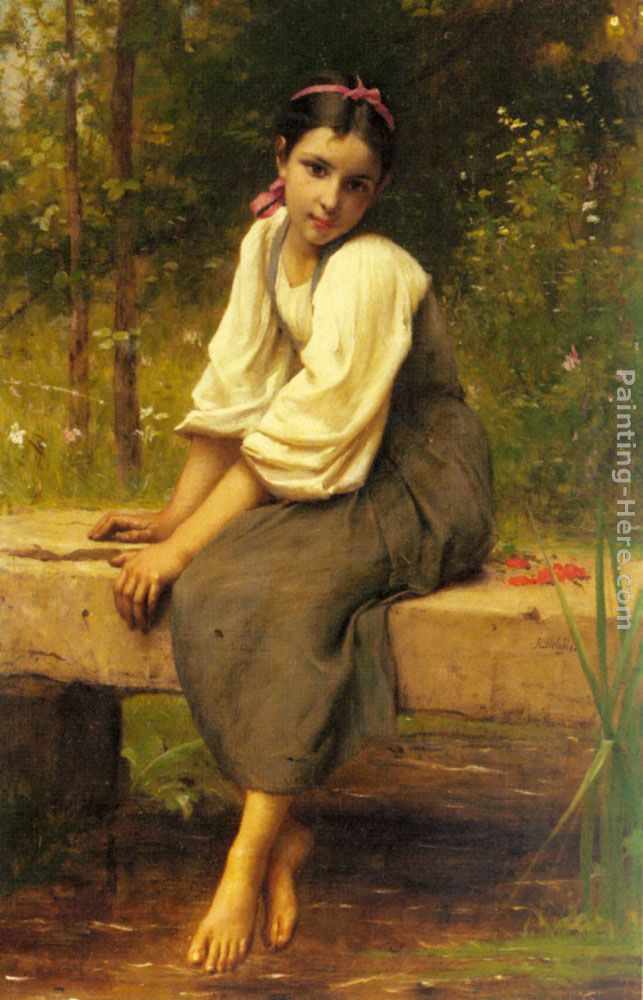 A Moment of Reflection painting - Francois Alfred Delobbe A Moment of Reflection art painting